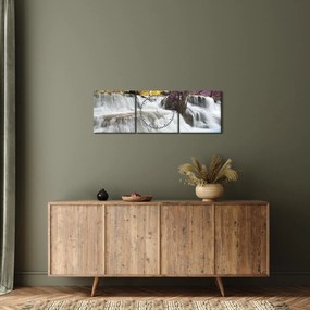 Tablou cu Erawan cascadă în pădure (cu ceas) (90x30 cm)