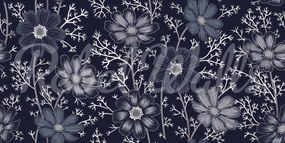 Fototapet, Grand Flowers, Blue, Rebel Walls
