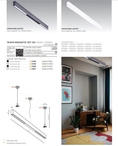 Set un metru sina magnetica monofazata cu iluminat inclus Alfa 52M1031BK negru, 3000K