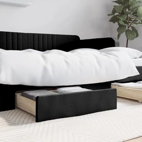 833922 vidaXL Sertare de pat 2 buc, negru, lemn prelucrat și piele ecologică
