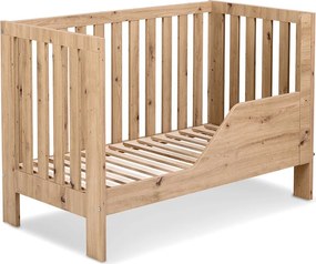Pătuț lemn masiv alb pentru bebeluși Amelie II 120×60 cm /Stejar - Stejar deschis, Nu