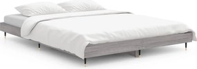 vidaXL Cadru de pat, gri sonoma, 135x190 cm, lemn prelucrat