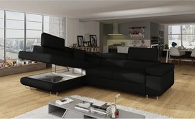 Colțar negru extensibil/cu spațiu de depozitare (cu colț pe partea stângă/în formă de ”L”) Anton – ELTAP