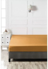 Cearceaf galben din bumbac cu elastic 160x200 cm - Mijolnir