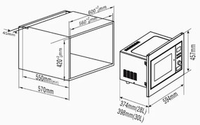 Cuptor microunde incorporabil PYRAMIS 30INOX 30UG, 30litri, 1000W, 5 trepte de putere, 8 moduri de gatire automate, control digital, inox