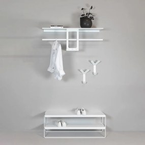 Cuier de perete alb cu raft din oțel 100 cm Luno Small – Spinder Design