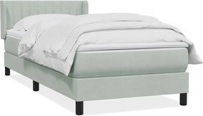 vidaXL Pat box spring cu saltea, gri deschis, 80x220 cm, catifea