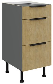 Dulap inferior de bucătărie Carminia 40 D 3S BB PREMIUM BOX (stejar cremona + antracit). 1127923