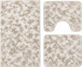 Set covoare baie antiderapante, 3 piese, model abstract, bej-taupe, CBA422