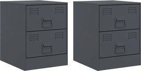 vidaXL Noptiere, 2 buc., antracit, 34,5x39x44 cm, oțel