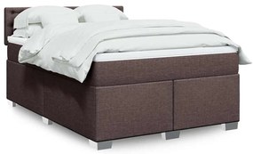 vidaXL Pat box spring cu saltea, maro închis, 140x200 cm, textil