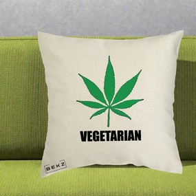 Perna Decorativa Vegetarian cu Frunza, 40x40 cm, Ecru, Husa Detasabila, Perna Inclusa, BEKZ®