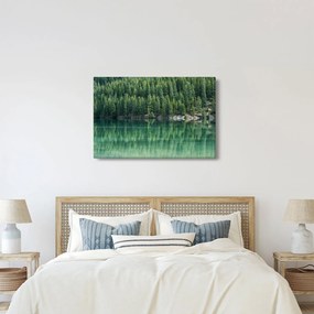 Tablou - Coniferi lângă lac (90x60 cm)