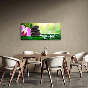 Tablou cu pietre pentru masaj și orhidee (120x50 cm)