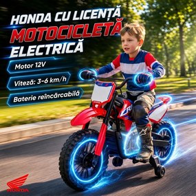 AIYAPLAY Motocicletă electrică pentru copii 3+ ani, Honda CRF 450R cu licență, 12 V, baterie cu litiu, suspensie, roșu | Aosom Romania