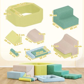 AIYAPLAY Circuit motricitate bebeluși modul motricitate bebeluși cu piscină de bile husă lavabilă 160 x 137,5 x 30 cm multicolor | Aosom Romania