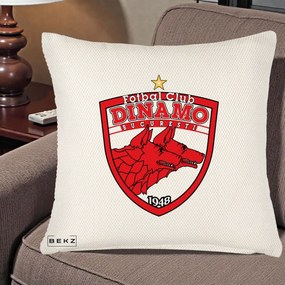 Perna Personalizata FC Dinamo Bucuresti 1948 Fotbal, 40x40 cm, Crem Reliefat, Husa Detasabila, Perna Inclusa, BEKZ®