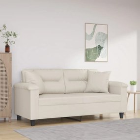 3153300 vidaXL Canapea cu 2 locuri, perne&pernuțe crem 140 cm piele ecologică