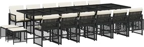 vidaXL Set mobilier de grădină cu perne, 17 piese, negru, poliratan