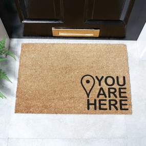 Covoraș de intrare din fibre de nucă de cocos 40x60 cm You Are Here – Artsy Doormats