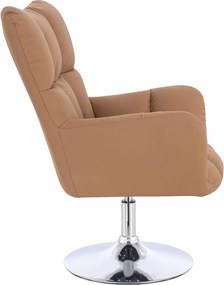 HR650N Scaun Caramel Piele Ecologica Premium Soft cu Bază Cromata