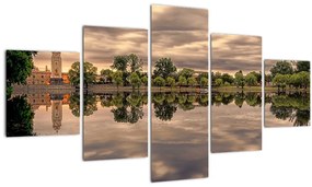 Tablou cu lac și copaci (125x70 cm), în 40 de alte dimensiuni noi