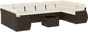 vidaXL Set canapele de grădină cu perne, 11 piese, maro, poliratan