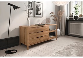Comodă în culoare naturală joasă din lemn de stejar 140x64 cm Twig – The Beds