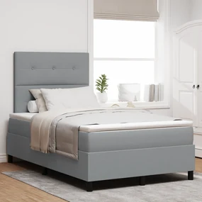 vidaXL Pat cu saltea cu arcuri și LED-uri , gri, 120 x 190 cm