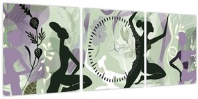 Tablou - Ilustrație de dansatori (cu ceas) (90x30 cm)