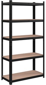 Raft de depozitare metalic, suport de depozitare pe 5 nivele 90 x 180 x 40 cm, negru