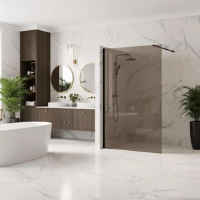 Paravan de dus fumuriu Rea Flexi Brown 140 cm negru