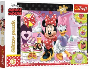 Trefl Glitter Puzzle Minnie și Daisy, 100 piese