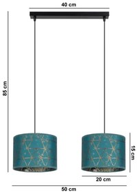 Lustră pe cablu REZO 2xE27/60W/230V turcoaz