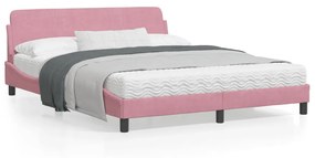 373217 vidaXL Cadru de pat cu tăblie, roz, 160x200 cm, catifea