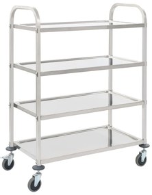 vidaXL Cărucior de bucătărie 4 niveluri 107x55x125 cm oțel inoxidabil