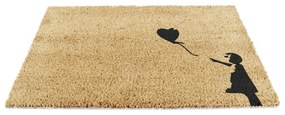 Covoraș de intrare din fibre de nucă de cocos 40x60 cm Girl With a Ballon – Artsy Doormats