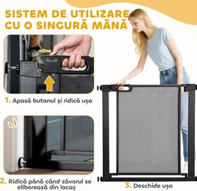 PawHut Poarta de Siguranta Reglabila 76–103 cm pentru Usi/Scari – Negru | Aosom Romania