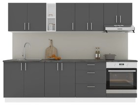 Set Bucatarie Karo V18, Antracit/Alb, Blat Thermo 28 mm, L 260 cm