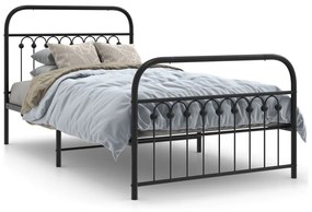 376613 vidaXL Cadru pat metalic cu tăblii de cap/picioare, negru, 100x200 cm