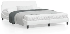 373219 vidaXL Cadru de pat cu tăblie, alb, 160x200 cm, piele ecologică