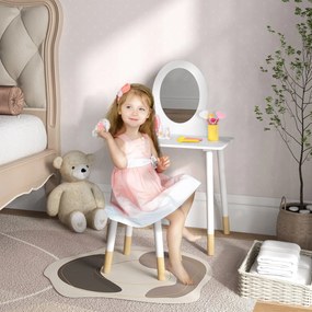 AIYAPLAY Set coafură pentru copii cu taburet, coafură 2 piese pentru copii de la 3 la 6 ani - alb | Aosom Romania