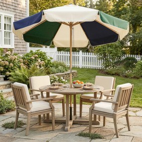 Outsunny Umbrelă de Grădină cu Frânghie Protecție Solară UPF30+ Stil Retro Efect Lemn cu Volane Înclinabilă Ø 226 cm Crem și Verde | Aosom Romania