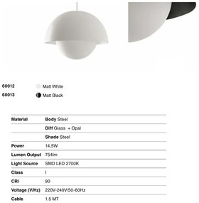 Lustra suspendata LED design modern MARISOL alb