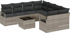 vidaXL Set de canapea 9 pcs Gri deschis și gri închis poliratan