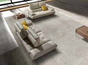 Canapea 2 locuri, tapitata cu piele naturala, spatar rabatabil Grey taupe