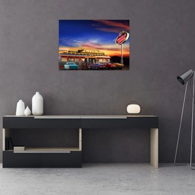 Tablou pe sticlă - Bar de seară (70x50 cm)