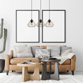 Lustră pe cablu CEED GOLD 3xE27/60W/230V negru/auriu