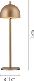 Schöner Wohnen 19244-12 - Lampă de masă LED dimabilă BELLIS, 2,5W/5V, IP54, aurie