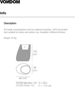 Ghiveci plante, flori design decorativ modern pentru amenajari interioare si exterioare, STONE PLANTER 55010R Vondom